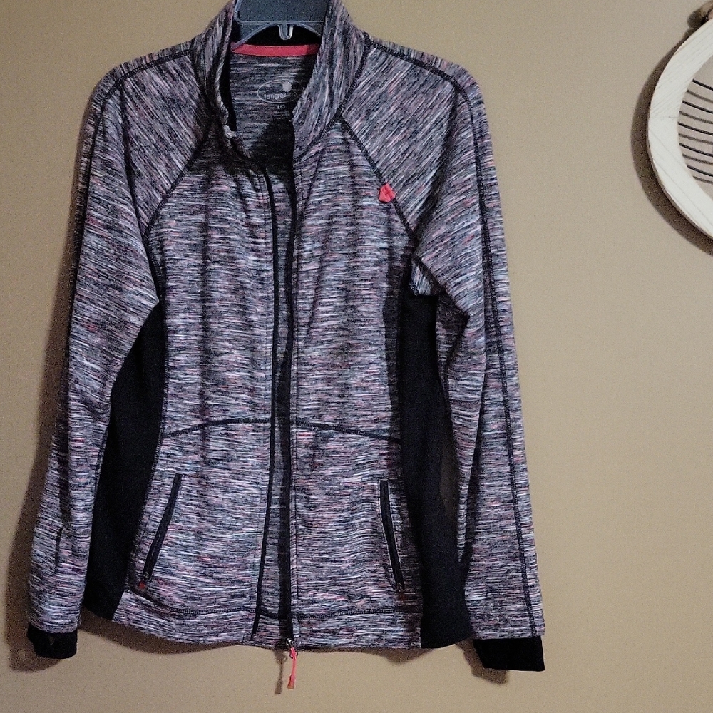 Tangerine Black and Pink Ski Jacket with Full-Zip Closure